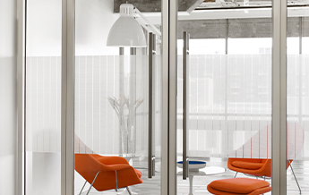 Patterned film adds depth to interior office windows