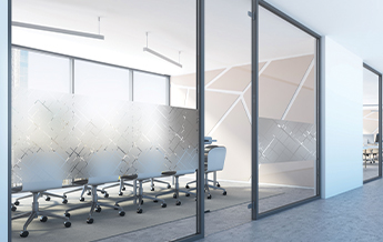 Textile inspired window film adds privacy to conference room 